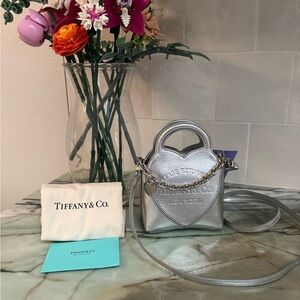 Tiffany & Co. Metallic Silver Mini Heart Bag